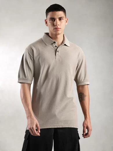 Drop Shoulder Oversize Polo Tshirt